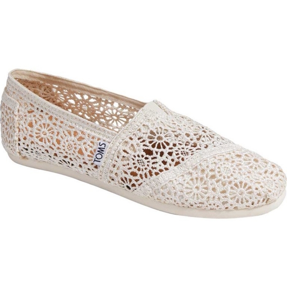 Toms Shoes - Toms Alpargata Moroccan Crochet Natural Slip On Shoes Size 7